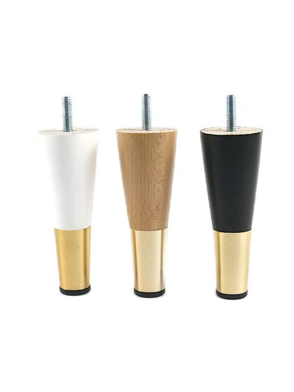 Noga drewniana - stożek, ze złotą końcówką H 13